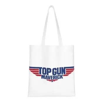 Холщовая сумка для покупок Top Gun Maverick, женская моющаяся бакалея, американский боевик, сумки для покупок из фильма Тома Круза