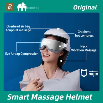 Умный массажный шлем Momoda 3-в-1 для массажа головы, глаз и шеи, массаж головы, Компрессионная подушка безопасности для глаз, вибрация шеи