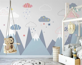бейбеханг На заказ ручная роспись минималистичная детская комната мальчик девочка звездное небо долина леса дети обои papel de parede