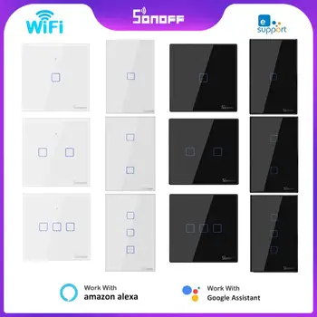 SONOFF TX Wifi Умный Настенный Сенсорный Выключатель T0 T1 T2 T3 EU US Uk 1/2 /3Gang Smart Home Control Для приложения eWeLink RF433 Alexa Google Home