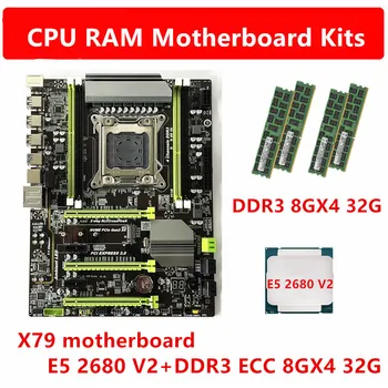 Материнская плата X79 E5 2680 V2 хост DDR3 1600HMZ ECC REG 8GX4 32G CPU RAM Kit Комплект Настольных Серверов LGA 2011 Материнская плата Рабочих Станций
