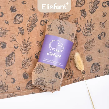 Детское банное полотенце Elinfant с популярным принтом, бамбуковое хлопчатобумажное пеленальное одеяло, Однотонное муслиновое пеленальное одеяло, приятное для кожи