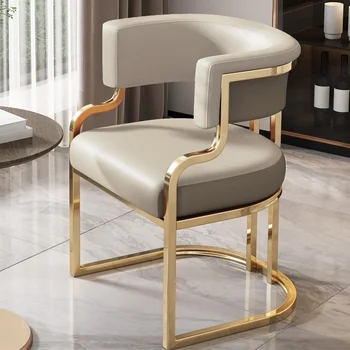 Роскошный металлический стул для столовой С подлокотником, современный барный стул, набор стульев, кожаные шезлонги для отдыха, мебель для гостиной, мебель для квартиры
