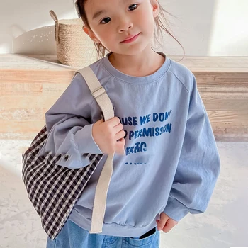Детская корейская версия свободной повседневной футболки, весенняя нижняя рубашка с длинными рукавами, модный универсальный свитер для мальчиков и девочек