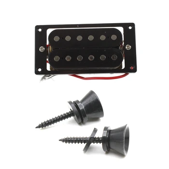 2 Пары Черных гитарных деталей: 1 Пара Стопорных штифтов для гитарного ремня Peg Metal и 1 Пара Звукоснимателей для электрогитары с двойной катушкой Humbucker + Fram