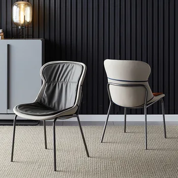 Обеденные стулья из скандинавской кожи для ресторанной мебели, простой современный дизайнерский бытовой светильник, роскошный обеденный стул для кафе