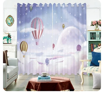Изготовленные на заказ оконные шторы для детской комнаты, детской гостиной, спальни, Планеты с воздушным шаром