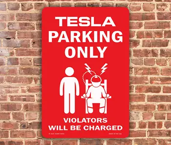 Металлическая жестяная вывеска, парковка Tesla оплачивается только! Забавная металлическая вывеска Алюминиевая вывеска Художественный декор стены Металлическая вывеска декор стены из металла