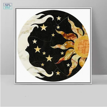 SPLSPL Иллюстрация европейских мифов Солнце Луна Звезда Настенная картина Скандинавское украшение Художественная печать на холсте Плакат и картина без рамки