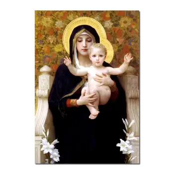 Мадонна с лилиями Уильям Адольф Бугро Картина маслом Для продажи Домашний Декор Ручная Роспись Высокое качество