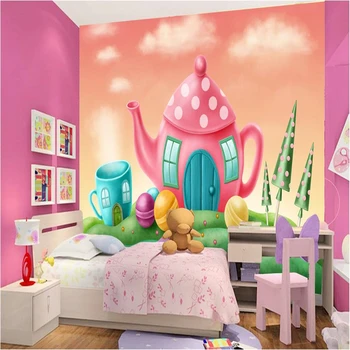 наклейки на фотообои beibehang на заказ, креативный простой 3D сказочный мир, комната с чайником, фон для детской комнаты, стена