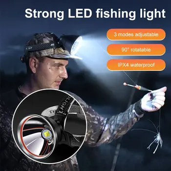 Наружная светодиодная фара XHP50 / XHP90 Мощный светодиодный налобный фонарь USB Перезаряжаемый налобный фонарик для кемпинга, рыбалки, налобный фонарь