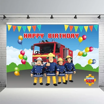 Фон для фотосъемки пожарного Сэма, вечеринки по случаю дня рождения мальчиков, детского фотофорума, студийного реквизита на заказ