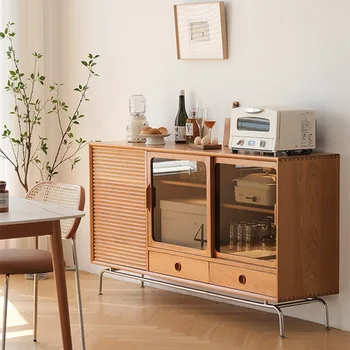 Буфет из массива дерева в скандинавском стиле, шкафчик для хранения в гостиной, столовая в маленькой квартире, антикварный чайный шкаф из нержавеющей стали