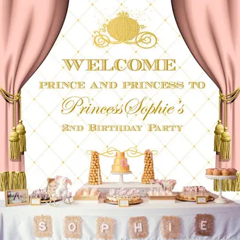 изготовленная на заказ карета золушки занавески в виде короны принцессы на день рождения, фоны для фотографий, компьютерная печать, фоны для вечеринок