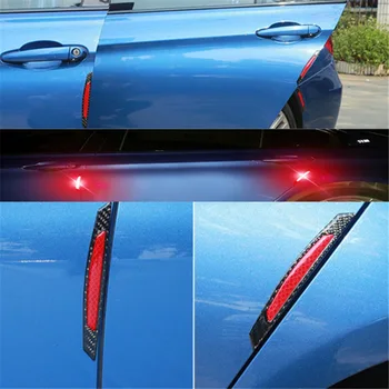 Светоотражающие наклейки для стайлинга автомобилей, полосы для защиты от столкновений, накладные планки для отделки автомобиля из углеродного волокна, боковой протектор края двери автомобиля
