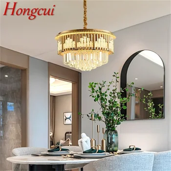 Золотая люстра Hongcui Роскошные подвесные светильники Постмодернистский Домашний светодиодный декор для гостиной Столовой