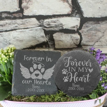 Персонализированный мемориал домашнему животному Квадратный Круг Камень Пользовательские собаки Имя умершего Персонализированный знак на могиле собаки Мемориальная доска Надгробие на заказ