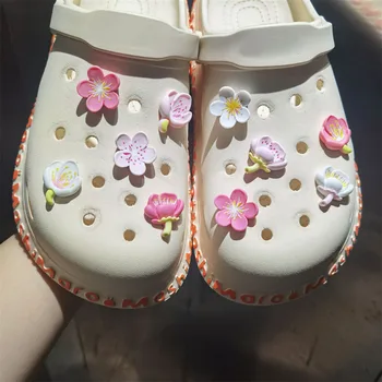 Милый вишневый цветок карамельного цвета для шармов Crocs, аксессуаров для обуви, украшения для сабо, подарков для обуви для девочек
