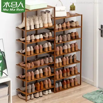 Простая сборка стойки для обуви, пылезащитная дверь общежития, экономичный небольшой шкаф для обуви, складная многослойная стойка для обуви, шкаф для обуви