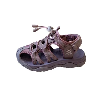 Летние детские спортивные сандалии 2023 года, Дышащая пляжная обувь Baotou для мальчиков и девочек с защитой от ударов