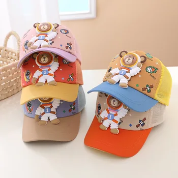 Летняя бейсболка для детей 1-4 лет, солнцезащитные кепки с козырьком астронавта, весенняя детская шляпа для мальчиков и девочек, пляжные шляпы