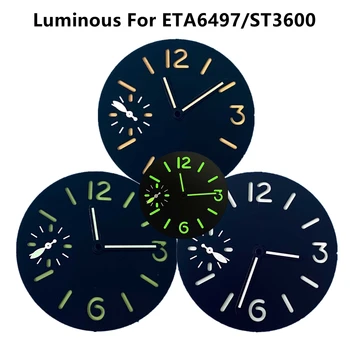 Вставные Детали Циферблата Часов диаметром 34,5 мм со Стрелками для Часов с Механизмом ETA6497/ ST3600, Зеленые Светящиеся Аксессуары, Модифицированные