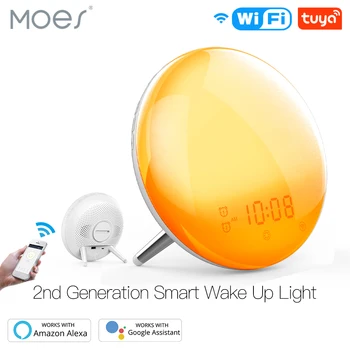 WiFi Smart Wake Up Light Будильник на рабочий день с 7 цветами Восхода/Захода солнца Приложение Smart Life Tuya Работает с Alexa Google Home