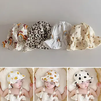 Летняя Милая хлопковая мягкая панама с защитой от ультрафиолета, детская широкополая шляпа для новорожденных, солнцезащитная кепка