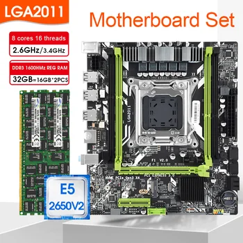 Материнская плата X79-F1 с процессором LGA2011 Xeon E5 2650 V2 2шт x16 ГБ = 32 ГБ оперативной памяти DDR3 ECC RAM 1600 МГц с набором слотов NVME M.2