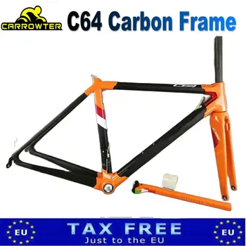 Продается комплект рам для шоссейного велосипеда T1000 C64 из углеродного волокна, оранжевая рама, глянцево-матовая, комбинированный велосипед