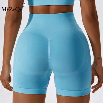 MyZyQg Бесшовные шорты для йоги с высокой талией, подтягивающие ягодицы, женские эластичные обтягивающие спортивные брюки для занятий фитнесом в целом