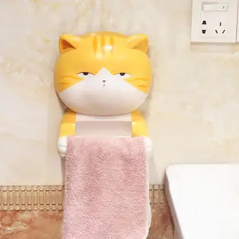 Держатель рулона туалетной бумаги, настенный Милый кот, Креативная подставка для салфеток из ПВХ, домашний декор для ванной комнаты