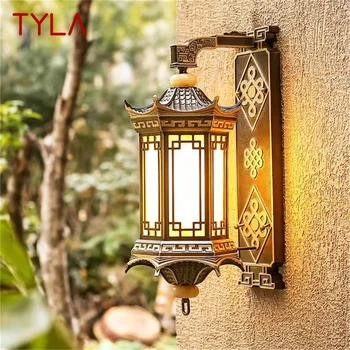Уличные настенные светильники TYLA, бронзовое освещение, светодиодные бра, классическое водонепроницаемое ретро для украшения домашнего балкона
