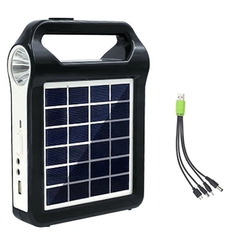 Портативная солнечная панель, Солнечная Генераторная система, USB-порт с ламповым освещением