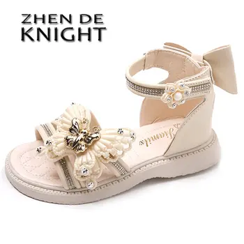Детская обувь Модные сандалии принцессы с бабочкой для девочек 2023 г. Новые летние повседневные сандалии на мягкой подошве для маленьких девочек