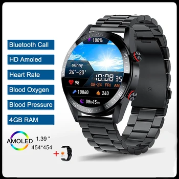 2023 Новые Смарт-Часы 4G С Памятью 454*454 AMOLED-Экрана, Всегда Отображающие Bluetooth-Вызов, Местную Музыку, Умные Часы Для Мужчин, Наушники TWS