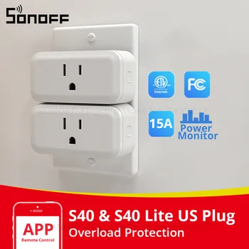 SONOFF iPlug S40/S40 Lite US WiFi Smart Plug 15A с Энергетическим Монитором 120 В Беспроводная Розетка Поддержка Двухстороннего Управления R5 Remoter