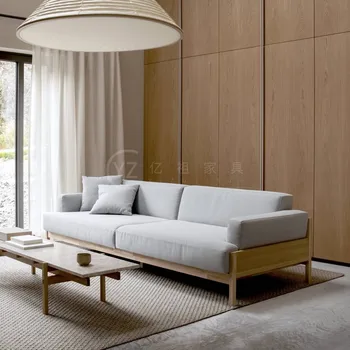 TLL Минималистичный диван для кровати и завтрака из ясеня, Тканевый диван для гостиной из массива дерева, Двухместный трехместный диван