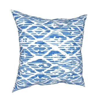 Наволочка с рисунком индиго Украшение чехла для подушки Синий бохо Современный минималистичный геометрический чехол для подушки Home 18'