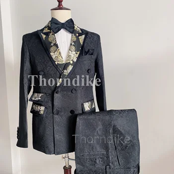 Осенние мужские костюмы Thorndike 2020, Двубортные Смокинги для выпускного вечера С остроконечными лацканами 2020 года, 2 шт. (Блейзер + брюки)