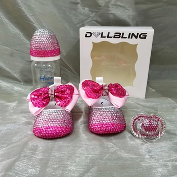 Кукольный подарочный набор для новорожденных, Роскошная Радужная детская обувь, Повязка на голову, Соска, Розовая Корона Лолиты, Бриллиантовые украшения, Layette Sparkly Ballet