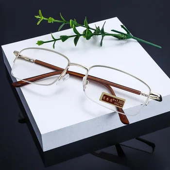 Очки для чтения с защитой от царапин в футляре, мужские и женские стеклянные линзы, Полнокадровые пресбиопические очки из сплава, увеличительные очки с диоптриями