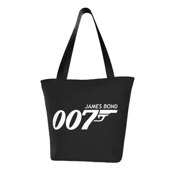 Сумки для покупок из классического фильма о Джеймсе Бонде 007, модные холщовые сумки-шопперы, сумки через плечо, сумки большой вместимости.