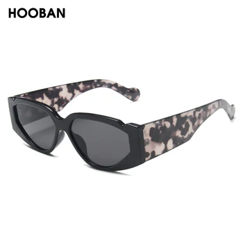 HOOBAN Новые солнцезащитные очки Leopard Cat Eye Женская мода Треугольные Солнцезащитные очки Женские Винтажные Прямоугольные очки Оттенков UV400