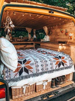 Уличные коврики Одеяло для пикника в стиле бохо, Декоративное покрывало для кровати, Клетчатые Коврики для дивана, Дорожный коврик с кисточками
