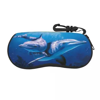 Футляр для очков, мягкая сумка для очков, дельфины в воде, Портативная коробка для солнцезащитных очков, сумка для очков, футляр для очков