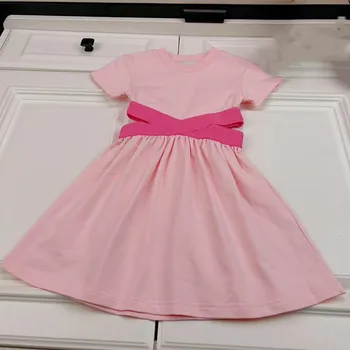 2023 Модное Розовое открытое платье для девочек для девочек, элегантная летняя одежда для девочек на день рождения 3, 4, 6, 8, 10, 12 ЛЕТ