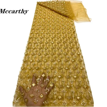 Нигерийская кружевная ткань Mccarthy для свадебного платья 2023, расшитая блестками Африканская тюлевая кружевная ткань, Французская Вуалевая Сетчатая кружевная ткань